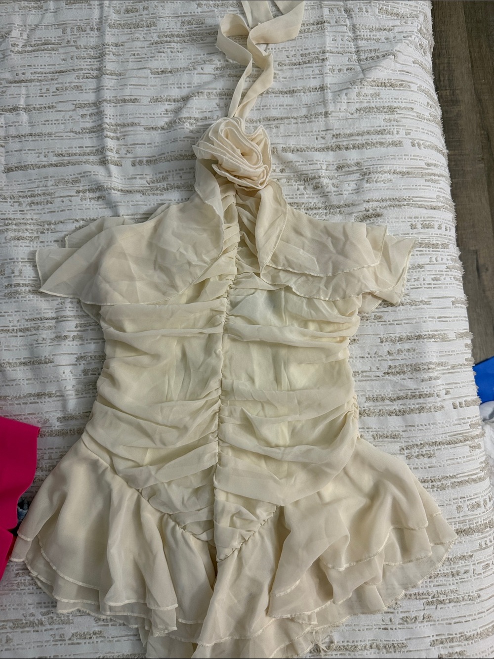 Cream Ruffled Halter One-Piece Romper - Picture 2 of 2